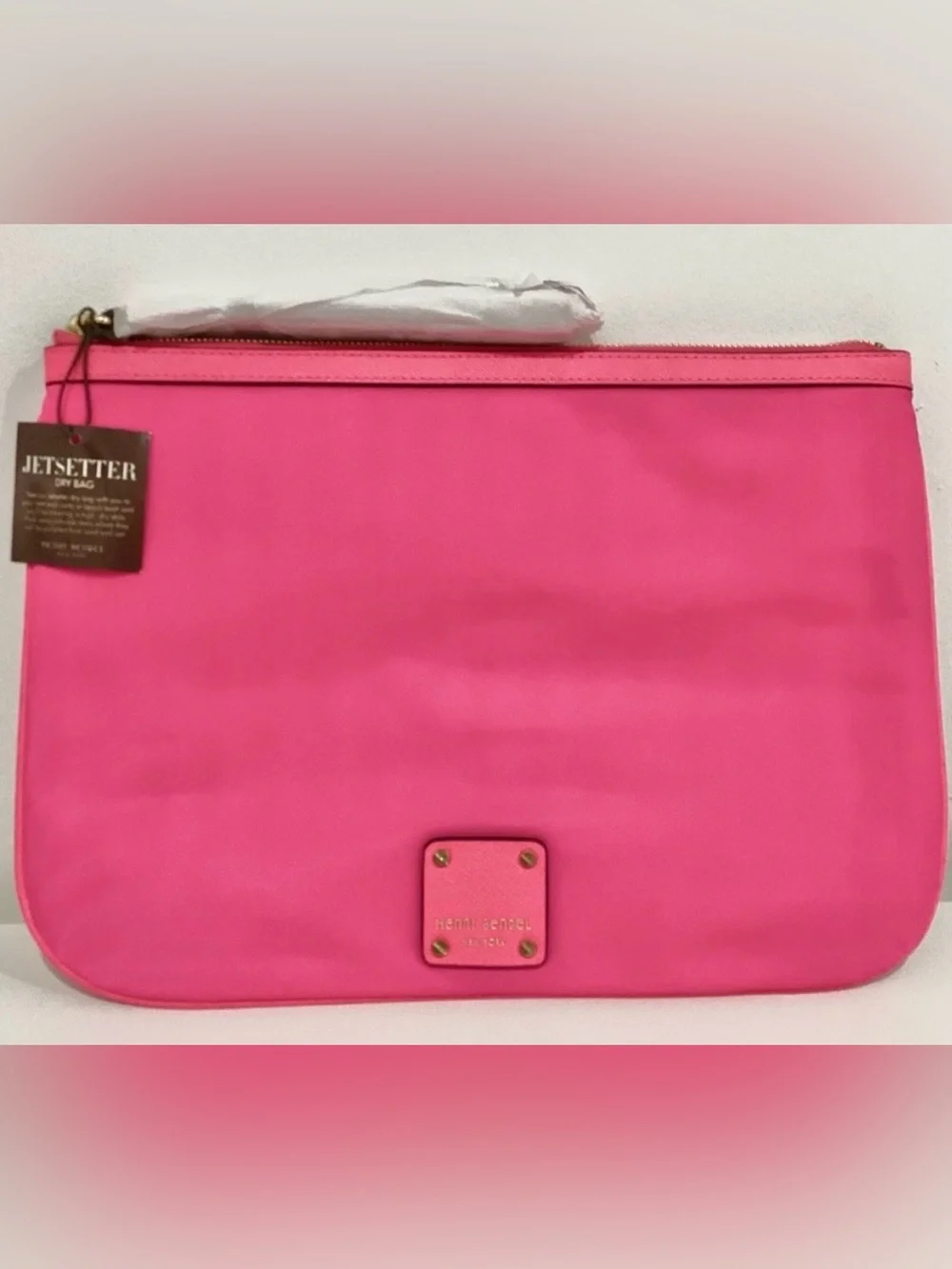 Henri Bendel RARE Jetsetter Large Pink Dry Bag Travel Pouch Wristlet - NWT